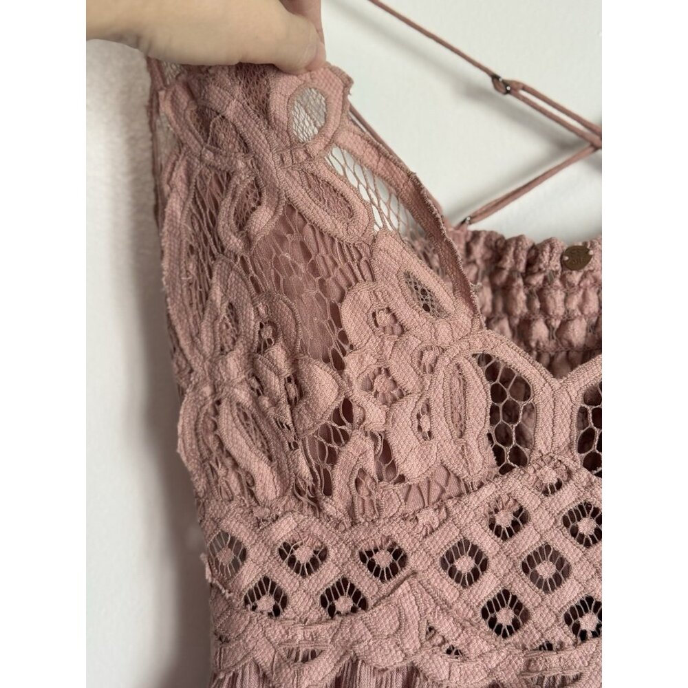 Free People Women’s Medium Adella Babydoll Lace Ruffled Tank Top Festival Y2K - Picture 5 of 10